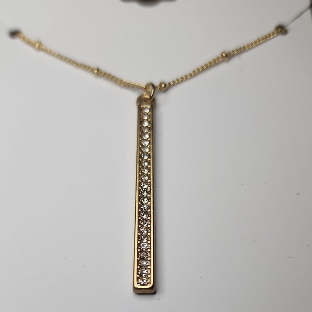 Apt. 9 Gold-Tone Short Bar with Rhinestones Pendant Necklace